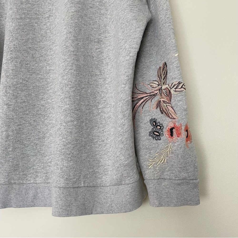 All Saints Margot Floral Embroidered Sweatshirt Medium Gray Pink Blue - Picture 10 of 13